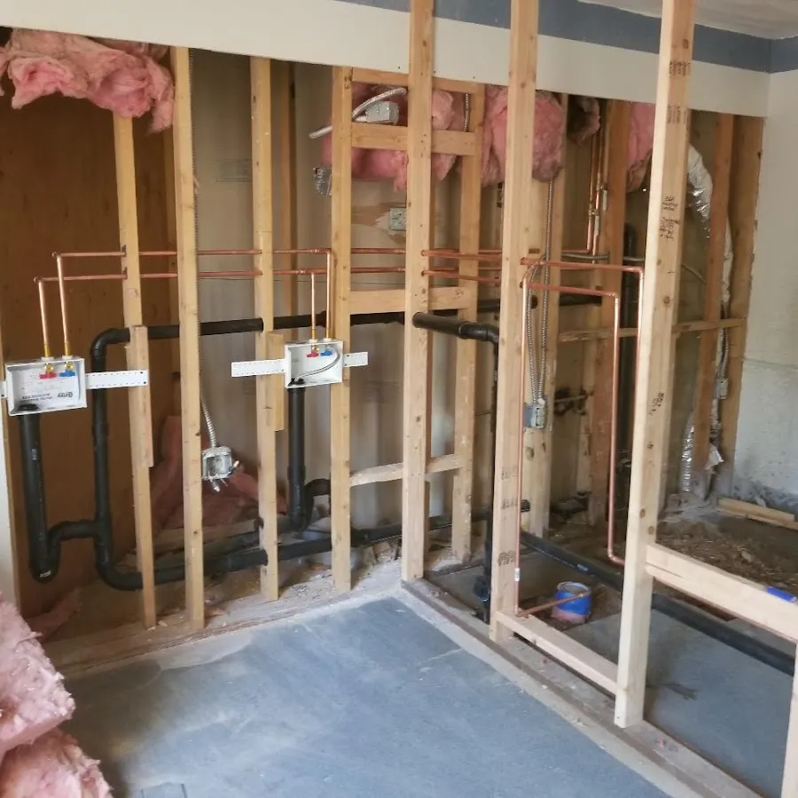 Copper pipe rough-in and plumbing installation in Irvington